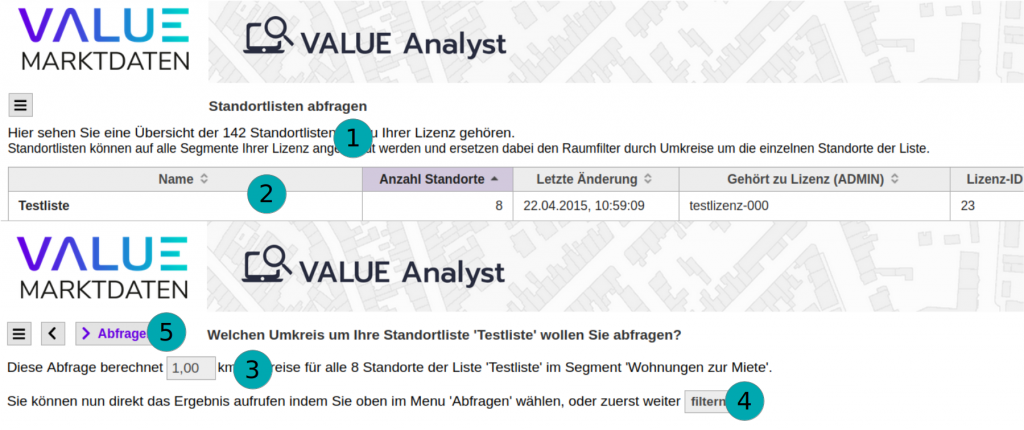 VALUE Analyst Standortdaten