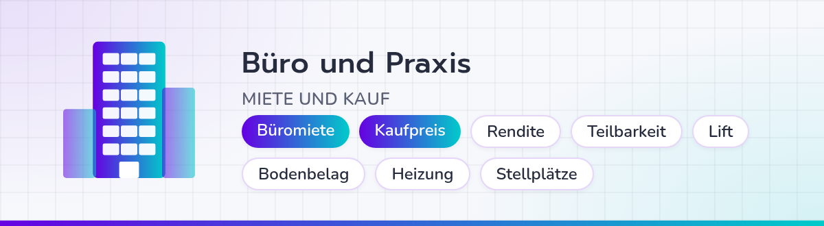 Büromarktdaten: Büromiete, Kaufpreis, Rendite und Objektmerkmale